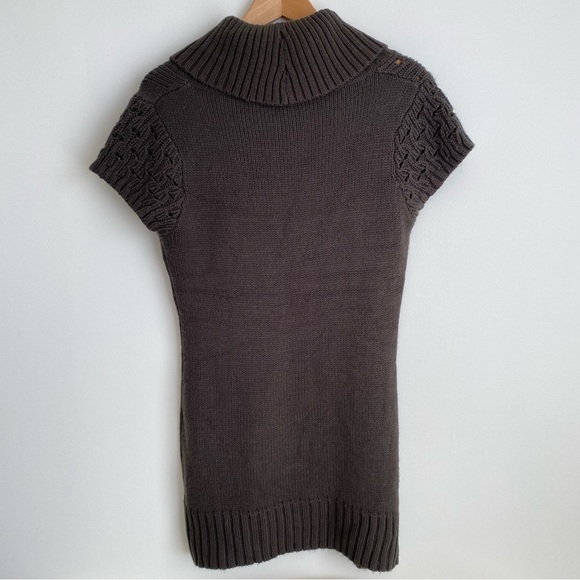 Zamba NWOT Womens Short Sleeve Tunic/Mini Dress Knit Sweater, Brown/Gray, Size 2 - Picture 2 of 9